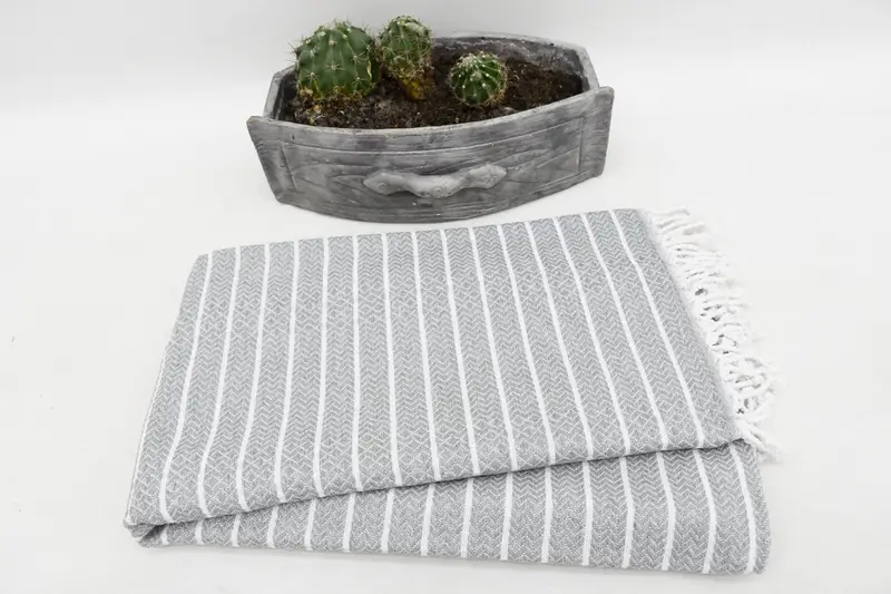 Embroidered Turkish Towel, Personalize Gift, Best Beach Towel, Thin towel, First Wedding Anniversary Gift, 70x40 Cotton Striped Towel, Organic towel - 6