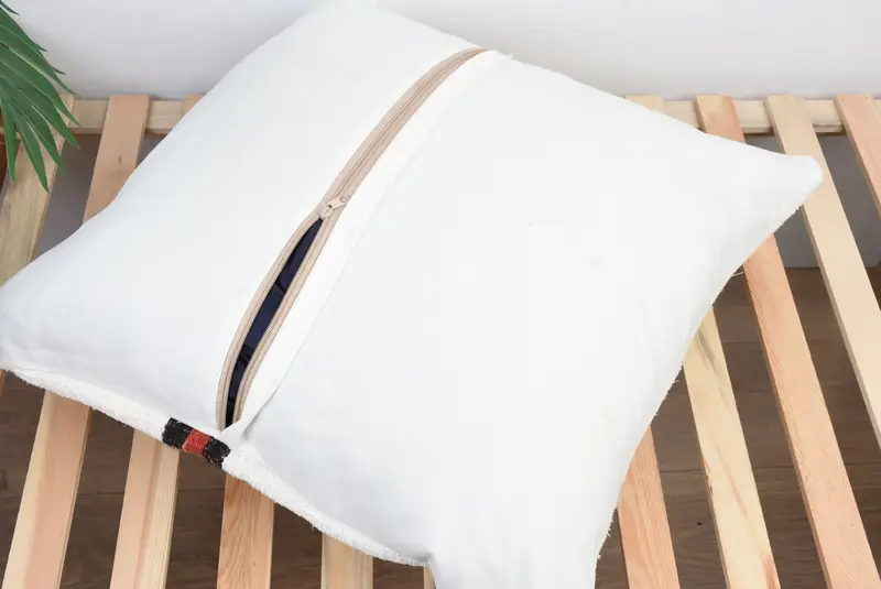 Handwoven Cushion, Pillow Case, 24x24 White Pillow Cover, Pillow for Couch, Turkish Bench Pillow, Turkish Kilim Pillow, Boho Pillow - 8