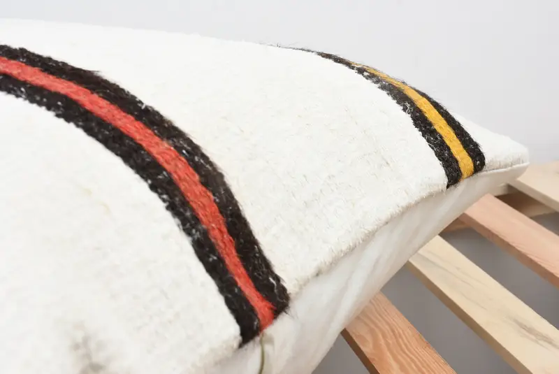 Handwoven Cushion, Pillow Case, 24x24 White Pillow Cover, Pillow for Couch, Turkish Bench Pillow, Turkish Kilim Pillow, Boho Pillow - 7