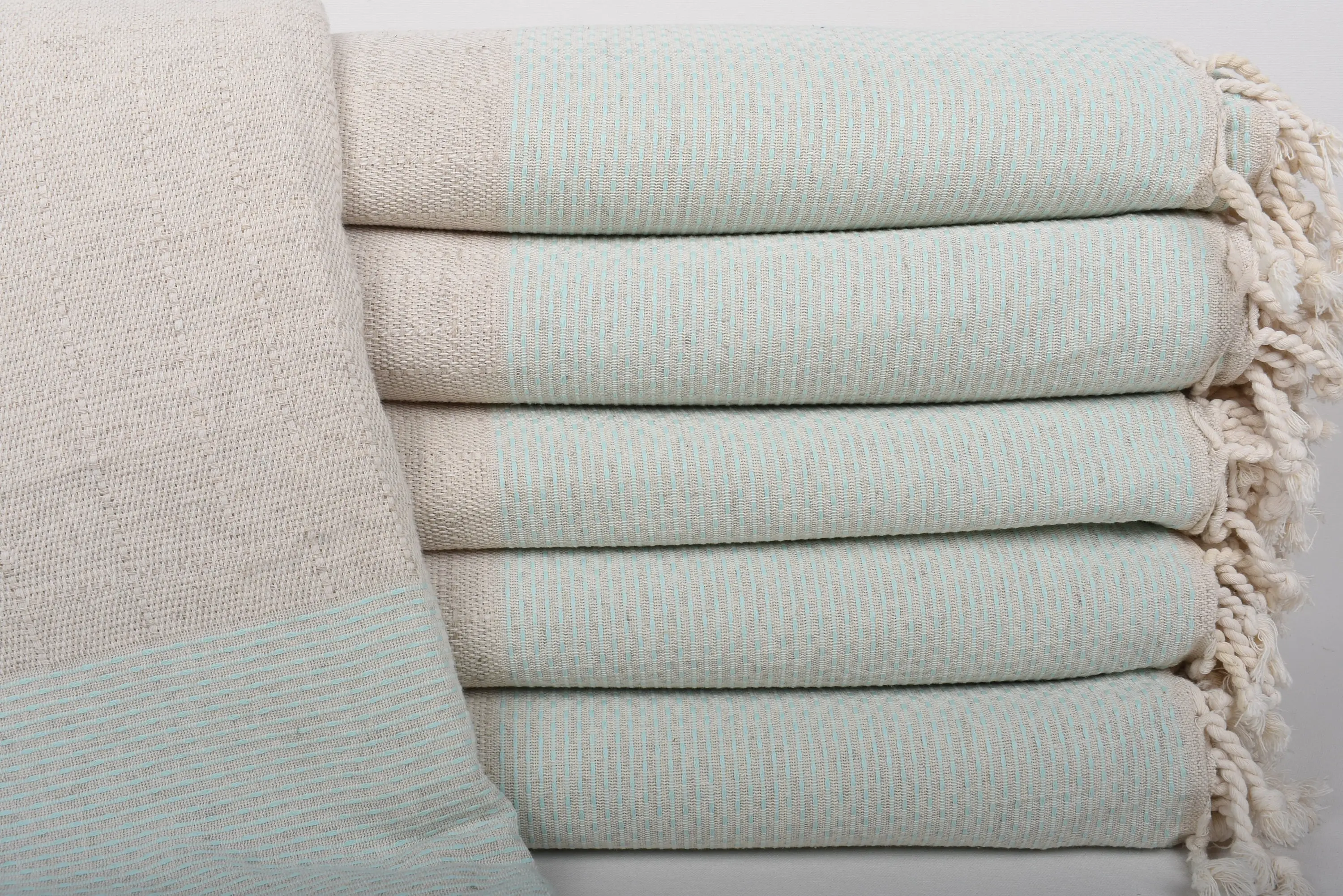 Wedding Favors Turkish Cotton Mint Polka Dot Blanket, 95x95 Inches - 1