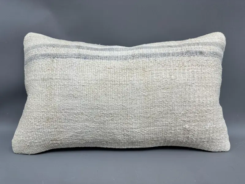 Ethnical Kilim Rug Pillow, Pillow Case, Pastel Pillow Sham, 12x20 Beige Cushion Case, Kilim Pillow Cover, Gift Pillow, Accent Throw Pillow - 4