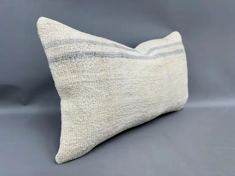 Ethnical Kilim Rug Pillow, Pillow Case, Pastel Pillow Sham, 12x20 Beige Cushion Case, Kilim Pillow Cover, Gift Pillow, Accent Throw Pillow - 2