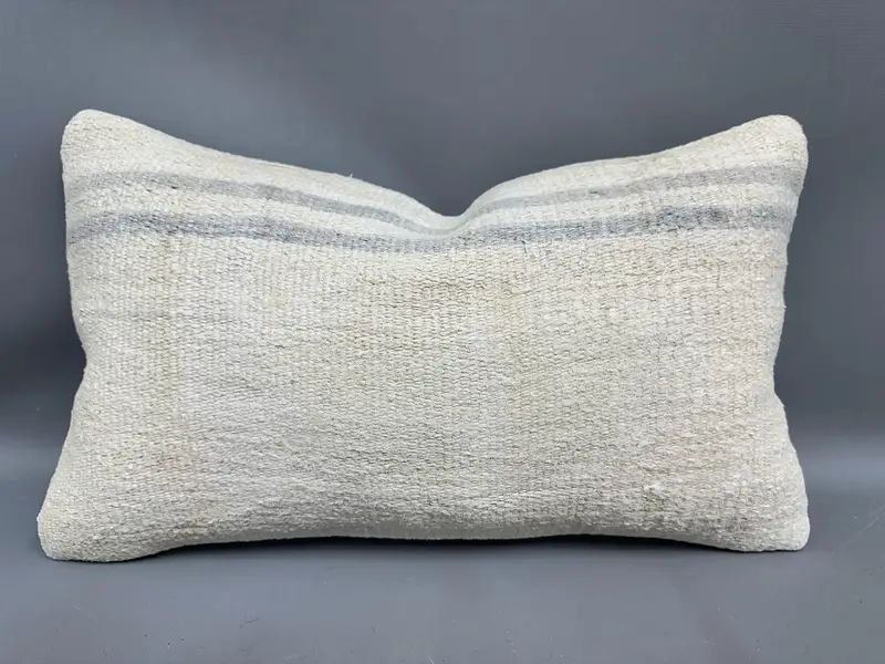 Ethnical Kilim Rug Pillow, Pillow Case, Pastel Pillow Sham, 12x20 Beige Cushion Case, Kilim Pillow Cover, Gift Pillow, Accent Throw Pillow - 1