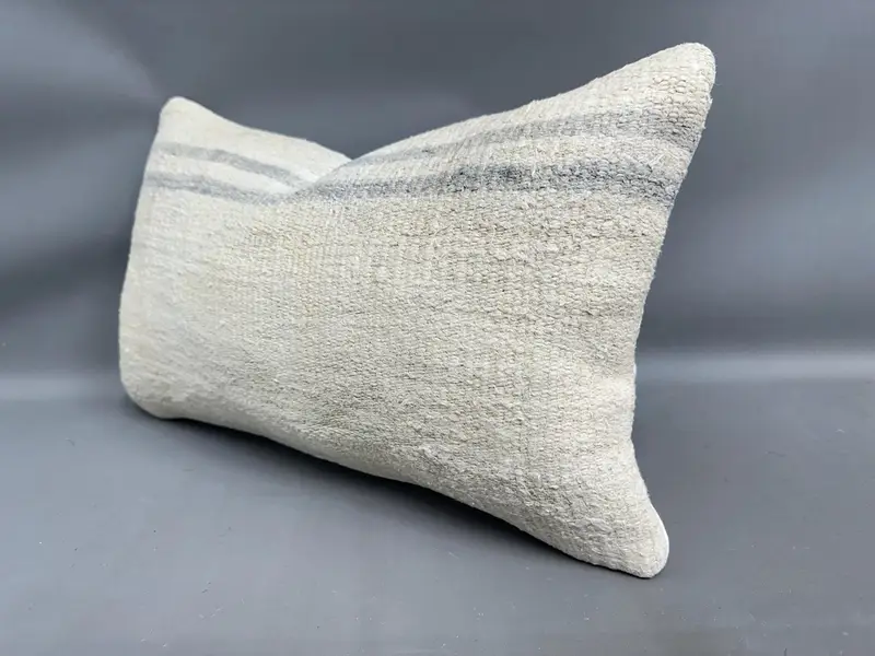 Ethnical Kilim Rug Pillow, Pillow Case, Pastel Pillow Sham, 12x20 Beige Cushion Case, Kilim Pillow Cover, Gift Pillow, Accent Throw Pillow - 3