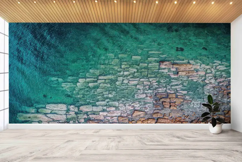 Baskılı Okyanus Deniz Manzarası Duvar Kağıdı: Zarif Deniz Manzaralı Dekor