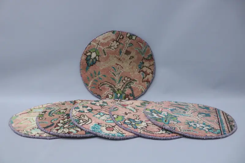 Elegantes rundes Tischset in Braun und Bronze, hochwertiges Tischset aus türkischer Wolle