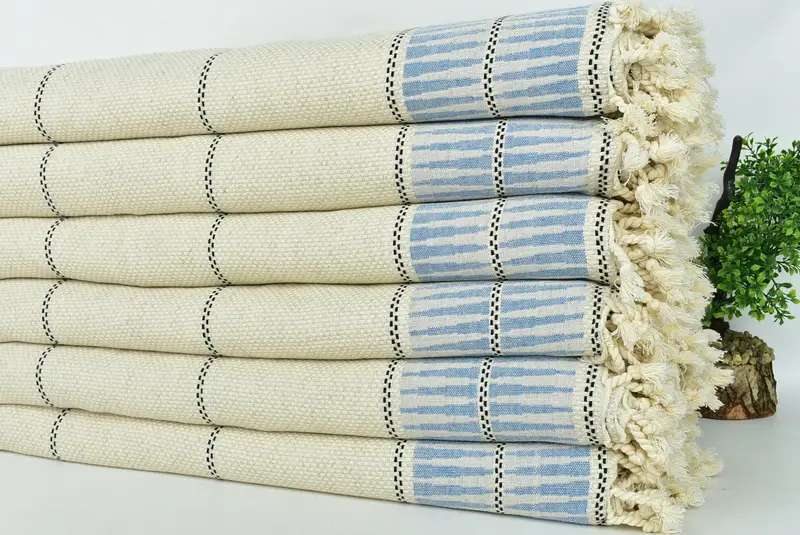 Bridesmaid Gifts, Turkish Blanket, Gift For Wedding Day, Personalized Blanket, 104x96 Linen Striped Towel, Organic Beach Blanket, Bachelorette Favor - 3