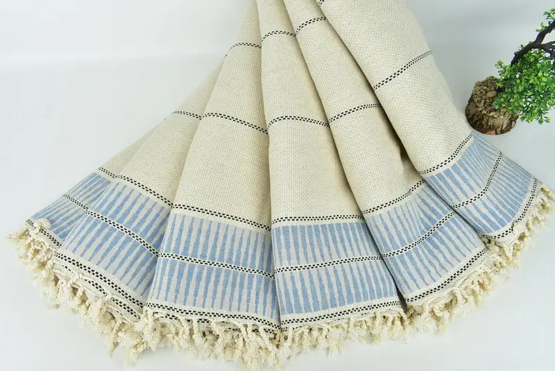 Bridesmaid Gifts, Turkish Blanket, Gift For Wedding Day, Personalized Blanket, 104x96 Linen Striped Towel, Organic Beach Blanket, Bachelorette Favor - 4