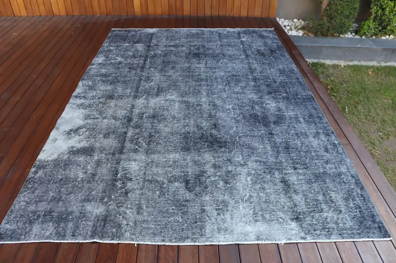 Vintage 6.3x9.5 ft Rug, Large Turkish Rug, Gray Floral Wool Rug - 1