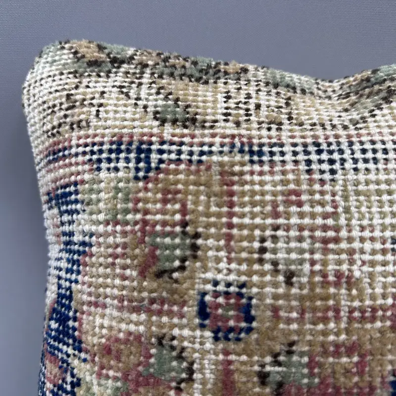 Boho Pillow, Pillow Case, Antique Pillows, 12x12 Blue Pillow Case, Vintage Pillow, Natural Cushion Case, Crochet Pattern Cushion, Traditional Pillow - 5