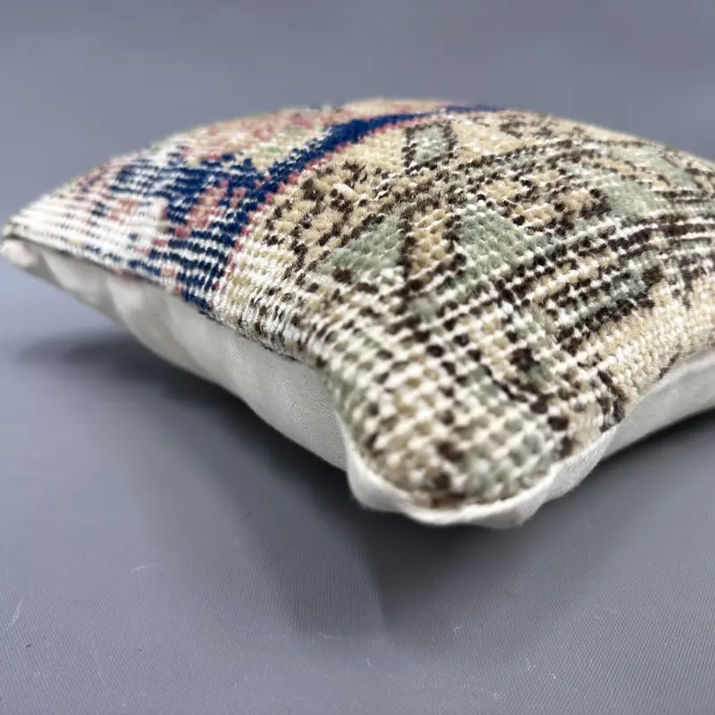 Boho Pillow, Pillow Case, Antique Pillows, 12x12 Blue Pillow Case, Vintage Pillow, Natural Cushion Case, Crochet Pattern Cushion, Traditional Pillow - 6