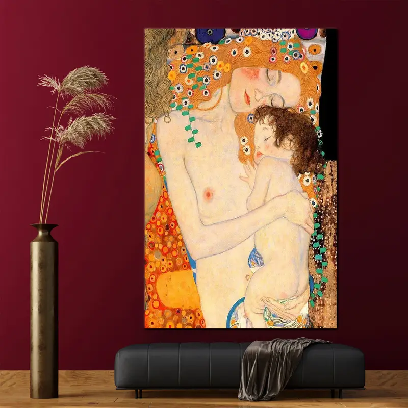 Gustav Klimt Kadın üç çağı, tuval duvar sanatı, gustav klimt duvar sanatı, Klimt kadın sanat, anne ve çocuk duvar dekoru, klimt sanatı, - 4