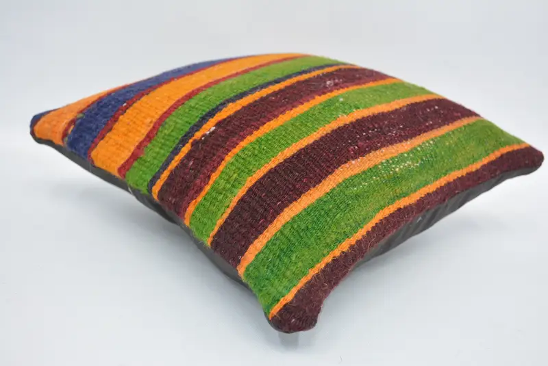 Green & Yellow Embroidered Throw Pillow, 12x12 Inch Square Cushion - 6