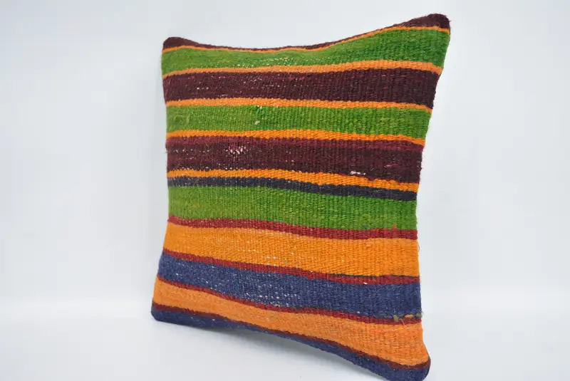 Green & Yellow Embroidered Throw Pillow, 12x12 Inch Square Cushion - 4