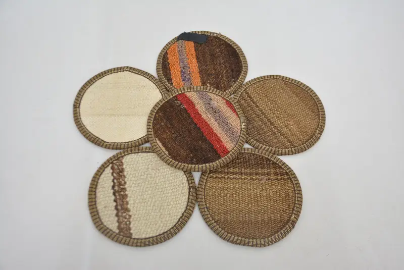 Posavasos de rayas beige y marrón, conjunto único de posavasos lavables