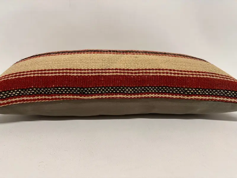 Traditional Pillow Cover, Wool Kilim Pillow Pillow, Pillow for Sofa, Kilim Pillow, Pillow Case, 12x24 Beige Pillow, Handmade Kilim Cushion - 5