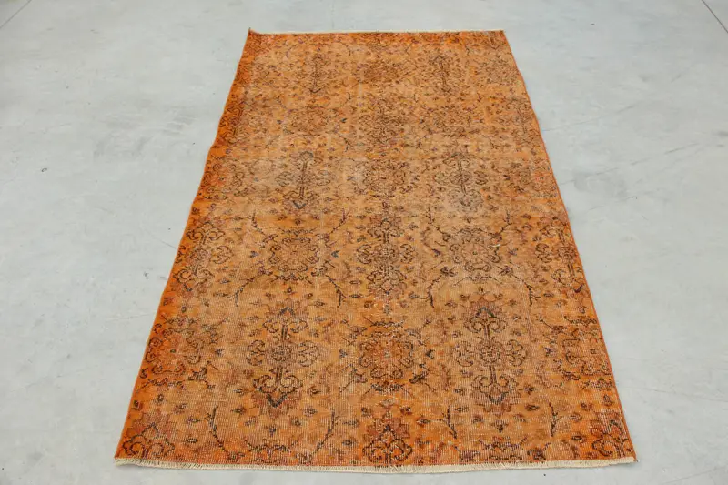 4x6.71 ft Vintage Halı, Türk Alan Halısı, Kırmızı Ombré Yün Halı - 1