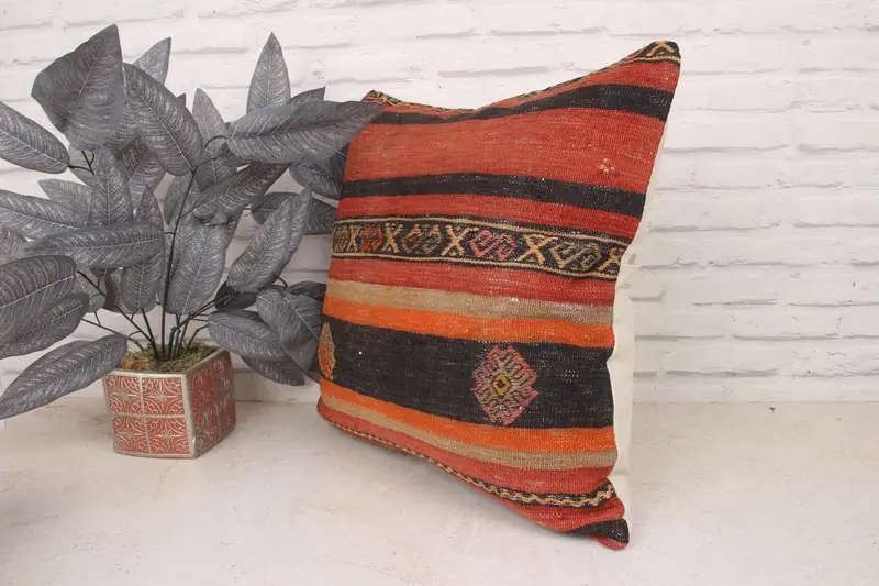Southwestern Cushion, 20x20 Red Cushion, Comfy Throw Pillow Sham, Pillow for Couch, Boho Pillow, Tribal Cushion, Pillow Cover, Kilim Pillow Cover - 4