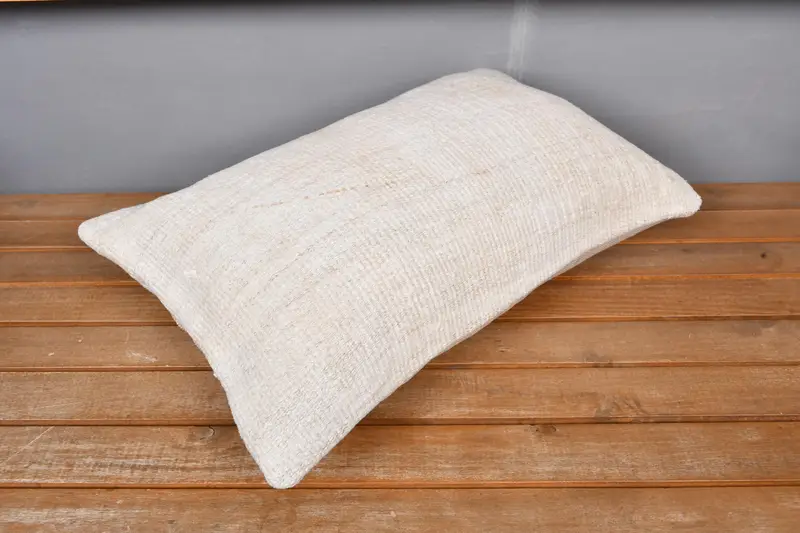 Pillow Case, 12x20 Beige Pillow Sham, Ethnic Cushion, Kilim Pillow, Vintage Pillow, Home Decor Pillow, Natural Cushion Case - 2