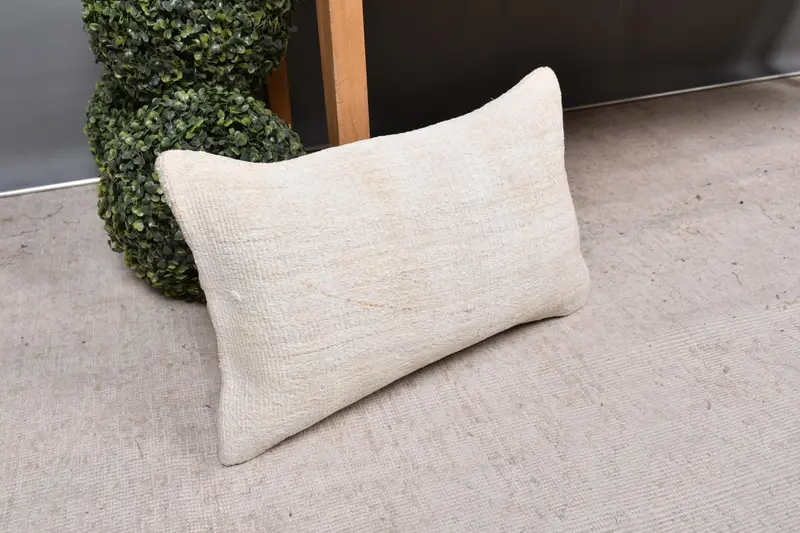 Pillow Case, 12x20 Beige Pillow Sham, Ethnic Cushion, Kilim Pillow, Vintage Pillow, Home Decor Pillow, Natural Cushion Case - 7