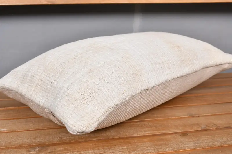 Pillow Case, 12x20 Beige Pillow Sham, Ethnic Cushion, Kilim Pillow, Vintage Pillow, Home Decor Pillow, Natural Cushion Case - 4