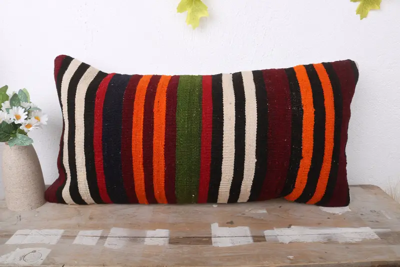 Cushion, Handmade Kilim Cushion, 12x24 Brown Pillow Case, Kilim Pillow Cover, One Of A Kind Cushion Cover, Tapestry Pillow, Turkish Kilim Pillow - 2