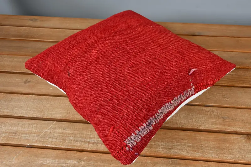 Custom Cushion, Boho Pillow, 12x12 Red Cushion, Vintage Pillow, Pillow, Decorative Throw Pillow Sham, Turkish Kilim Pillow - 2