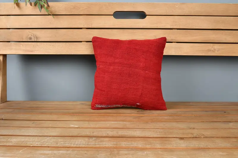 Custom Cushion, Boho Pillow, 12x12 Red Cushion, Vintage Pillow, Pillow, Decorative Throw Pillow Sham, Turkish Kilim Pillow - 6
