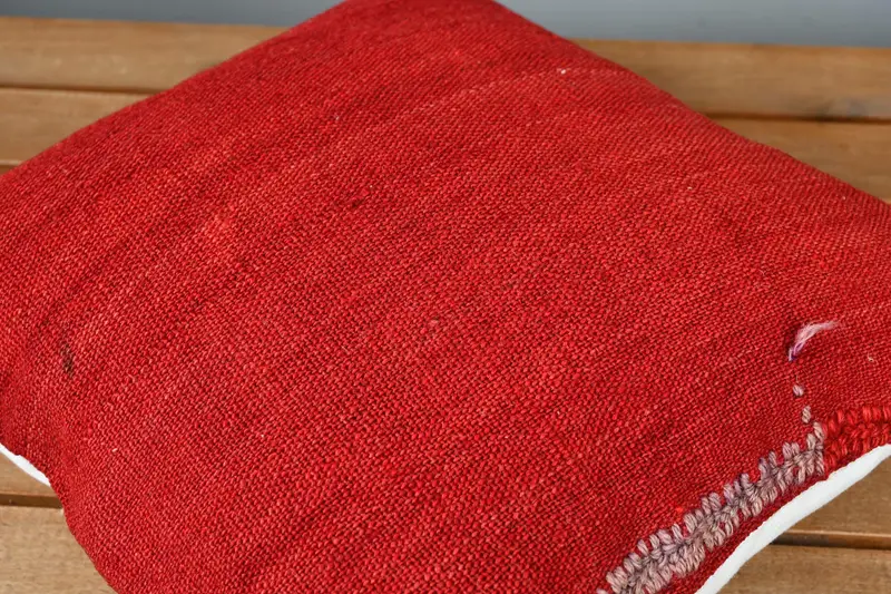 Custom Cushion, Boho Pillow, 12x12 Red Cushion, Vintage Pillow, Pillow, Decorative Throw Pillow Sham, Turkish Kilim Pillow - 3