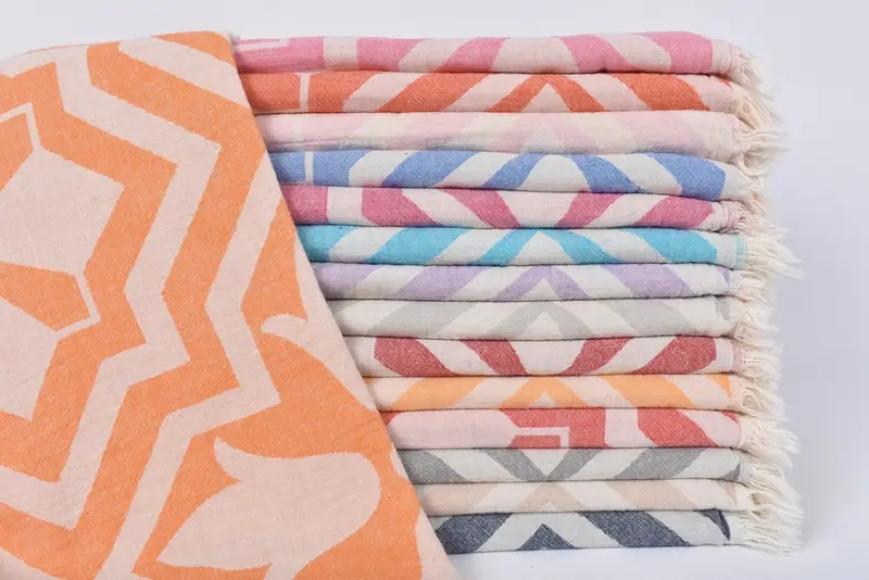 Beach Towel Personalized Gray Tulip Patterned, Handmade Gift, 67x36 Inches