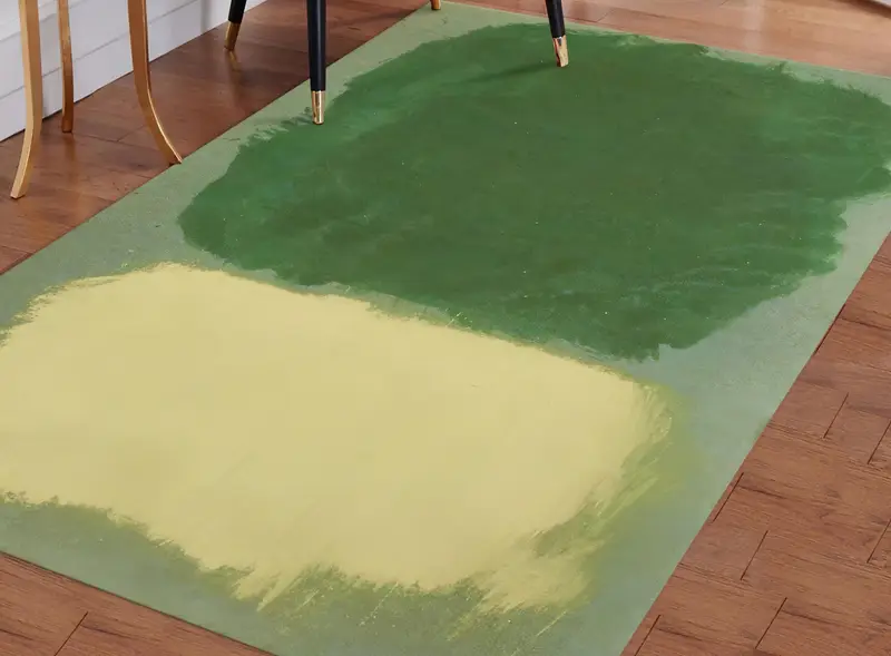 エレガントなプリントラグ：ご家庭用のモダン、グリーン、ミニマルデザイン