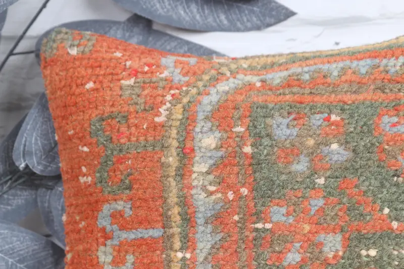 Pastel Pillow Sham, Cushion Case, Shabby Chic Cushion Cover, Throw Kilim Pillow, 12x12 Orange Cushion, Pillow for Sofa, Vintage Kilim Throw Pillow - 2
