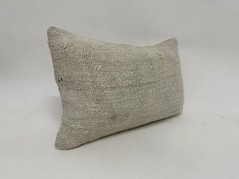 Home Decor Pillow, Natural Pillow Sham, Pillow Sham, Kilim Pillow Cover, 12x20 White Cushion Case, Kilim Cushion Sham, Crochet Pattern Cushion - 3
