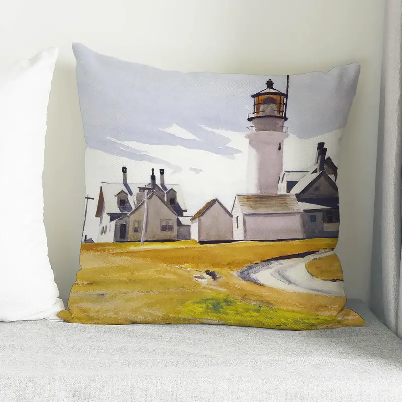 Hopper Hues Bedrucktes Kissen: Landschaftlicher, heller Wohnakzent