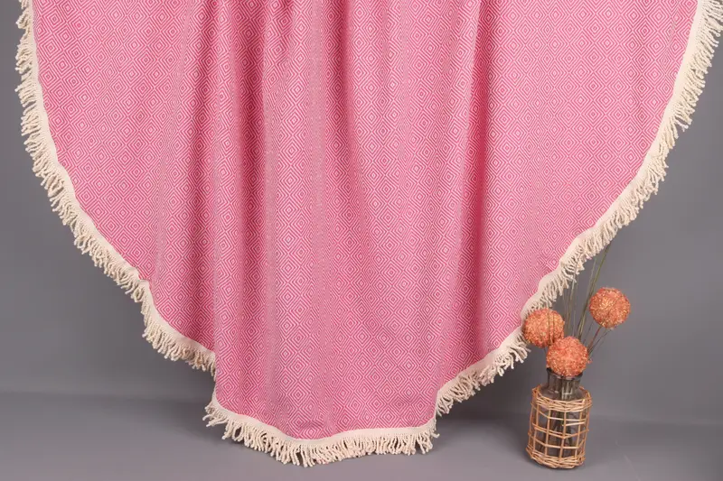 Türkisches Badetuch Fuchsia, Bio-Baumwolle, rund, 63 x 63 Zoll