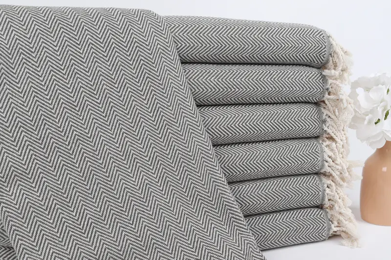 Kişiye Özel Haki Yeşil Balıksırtı Plaj Havlusu, 40x71 İnç