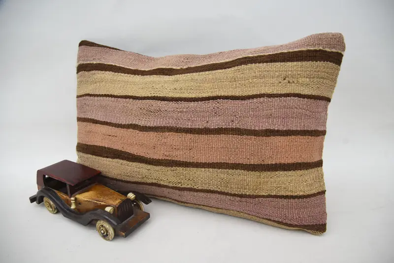 Pastel Cushion, Vintage Kilim Pillow, Throw Kilim Pillow, 12x20 Beige Pillow Sham, Authentic Pillow Cover, Pillow Sham, Pillow for Couch - 3