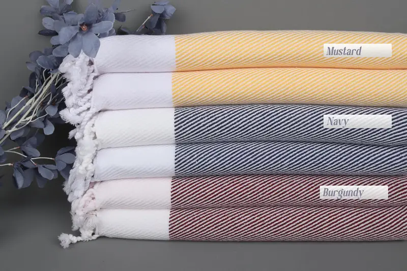 Bridesmaid Chevron Towel Organic Cotton, Beige, 40x71 Inches