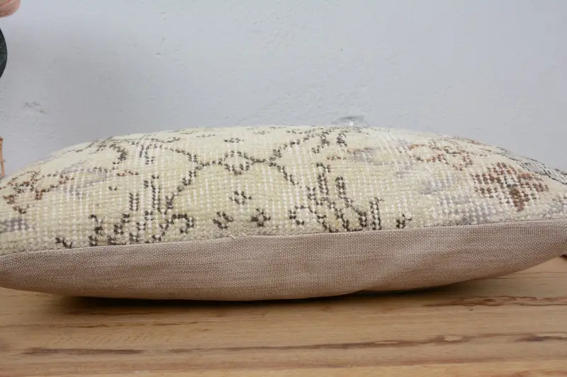 Gift Pillow, Aztec Pillow Sham, 12x20 Beige Cushion Case, Cushion Cover, Handmade Kilim Cushion, Bench Cushion Case, Ethnical Kilim Rug Pillow - 5