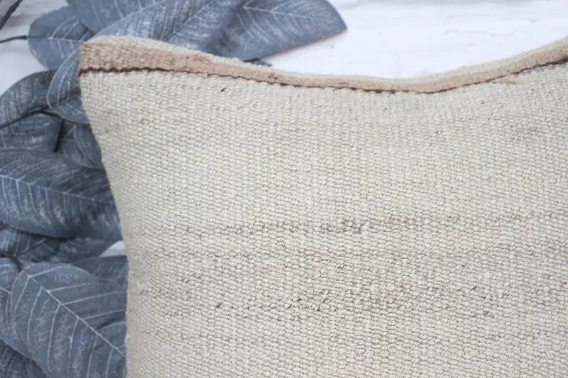 14x14 Beige Cushion Case, Pillow for Couch, Square Throw Pillow Case, Boho Pillow Sham Cover, Pillow Cover, Ethnical Kilim Rug Pillow - 2