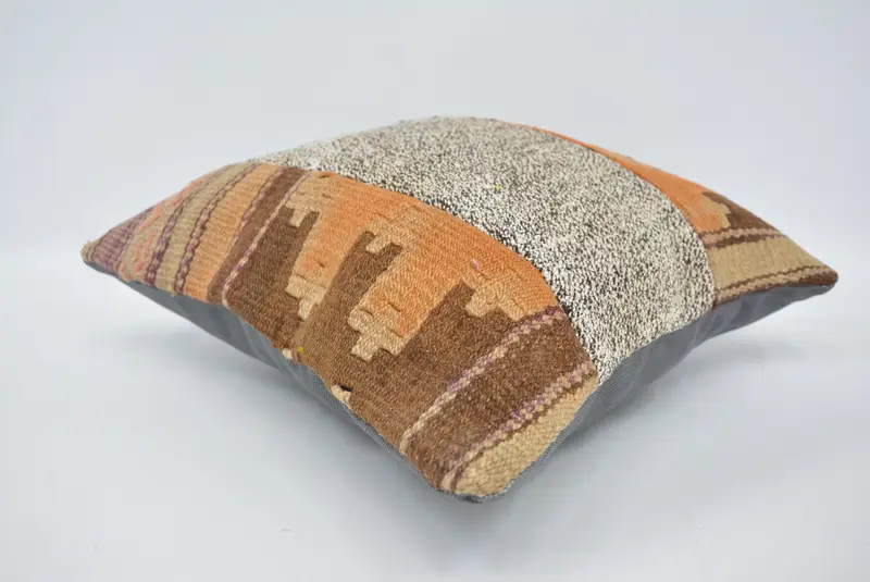 Gift Pillow, Wholesale Pillow Sham, Turkish Pillow, 16x16 Brown Pillow Cover, Kilim Rug Cushion, Cushion, Interior Designer Pillow - 6
