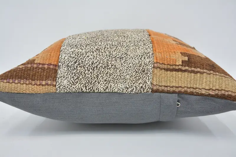 Gift Pillow, Wholesale Pillow Sham, Turkish Pillow, 16x16 Brown Pillow Cover, Kilim Rug Cushion, Cushion, Interior Designer Pillow - 5