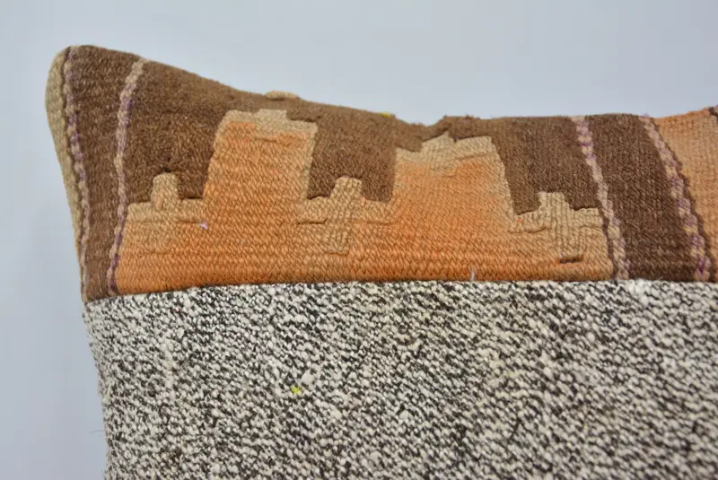 Gift Pillow, Wholesale Pillow Sham, Turkish Pillow, 16x16 Brown Pillow Cover, Kilim Rug Cushion, Cushion, Interior Designer Pillow - 2