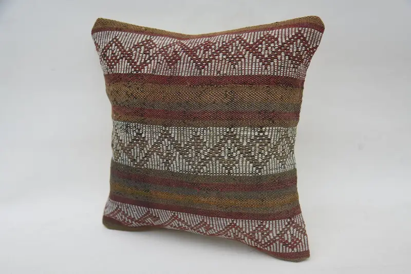 Pillow, 12x12 Red Pillow Cover, Outdoor Throw Pillow Sham, Turkish Kilim Pillow, Kilim Cushion Sham, Vintage Kilim Throw Pillow - 3