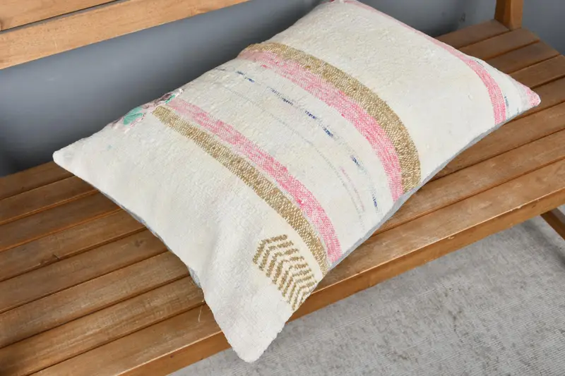 Kilim Cushion Sham, 20x28 White Cushion Cover, Office Chair Pillow Cover, Boho Pillow, Pillow for Couch, Pillow Sham, Wool Kilim Pillow Pillow Cover - 2