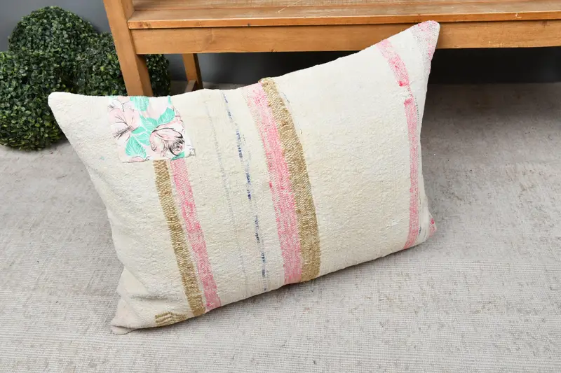 Kilim Cushion Sham, 20x28 White Cushion Cover, Office Chair Pillow Cover, Boho Pillow, Pillow for Couch, Pillow Sham, Wool Kilim Pillow Pillow Cover - 7