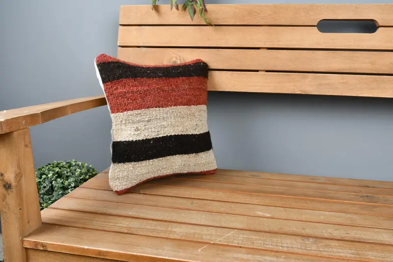 12x12 Beige Cushion Cover, Boho Pillow Sham Cover, Handmade Kilim Cushion, Vintage Cushion Case, Pillow for Sofa, Accent Cushion Case, Pillow Case - 1
