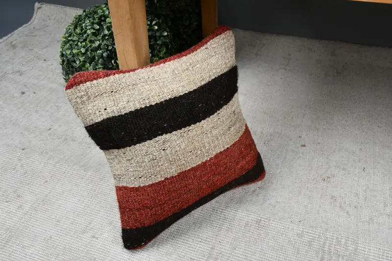 12x12 Beige Cushion Cover, Boho Pillow Sham Cover, Handmade Kilim Cushion, Vintage Cushion Case, Pillow for Sofa, Accent Cushion Case, Pillow Case - 7