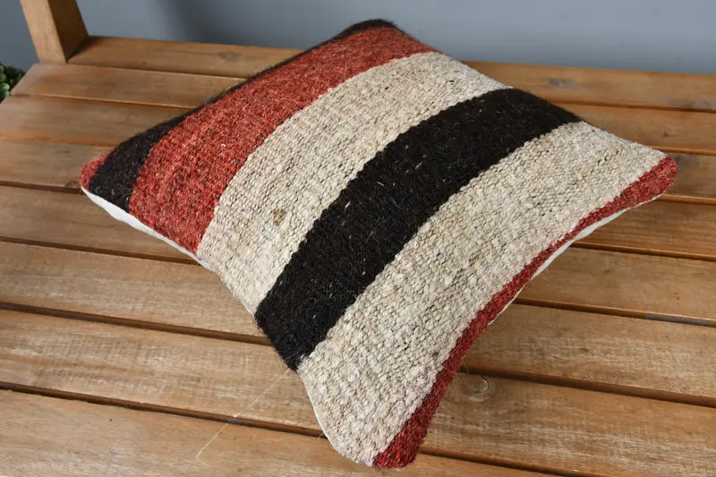 12x12 Beige Cushion Cover, Boho Pillow Sham Cover, Handmade Kilim Cushion, Vintage Cushion Case, Pillow for Sofa, Accent Cushion Case, Pillow Case - 2