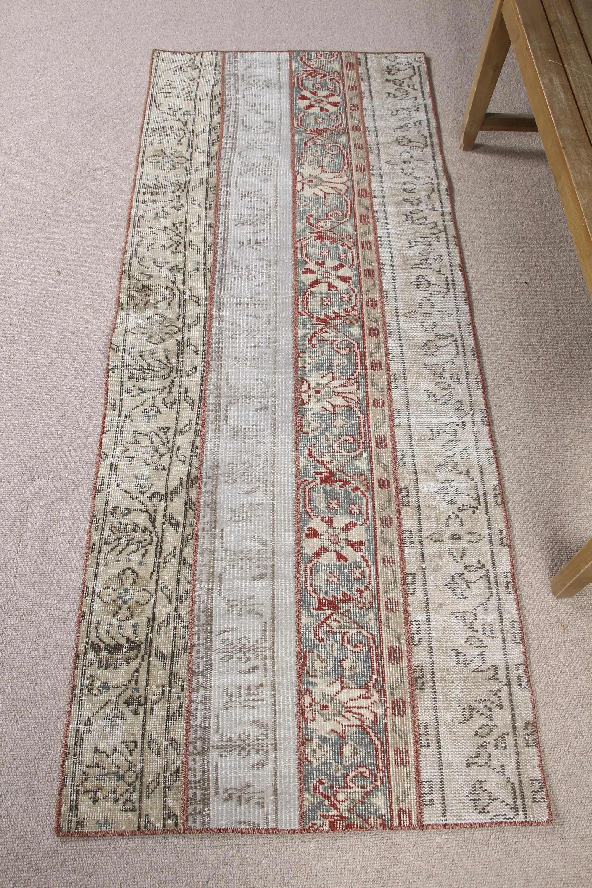 2.5x6.5 ft Rug, Turkish Vintage Rug, Red Wool Rug - 1